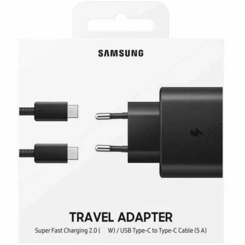 EREDETI GYÁRI SAMSUNG EP-TA800XBEGWW TYPE-C 25W HÁLÓZATI TÖLTŐ GYORSTÖLTŐ ADAPTER + EP-DG977BBE 1M TÖLTŐKÁBEL ADATKÁBEL FEKETE 