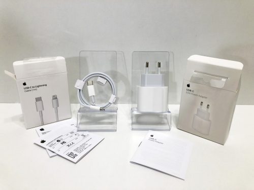 EREDETI GYÁRI APPLE 20W-os USB-C HÁLÓZATI TÖLTŐ GYORSTÖLTŐ ADAPTER + USB-C - LIGHTNING TÖLTŐKÁBEL